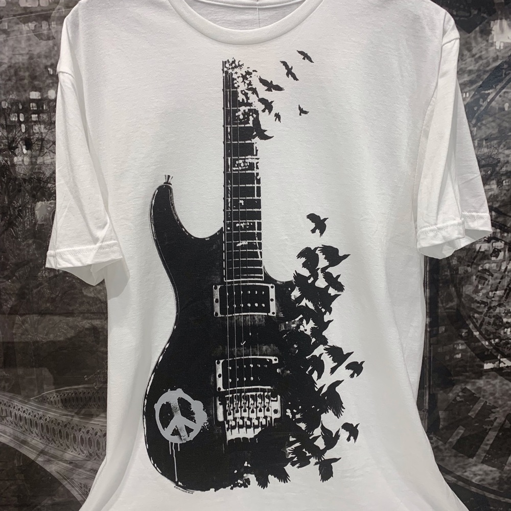Unisex Guitar Birds Graphic Tee